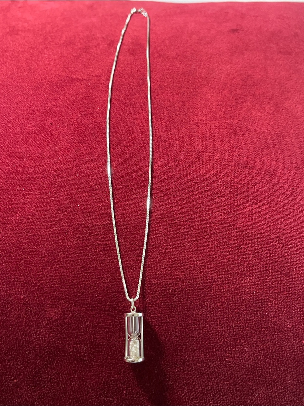 Unique Sterling Silver Hourglass Pendant Necklace